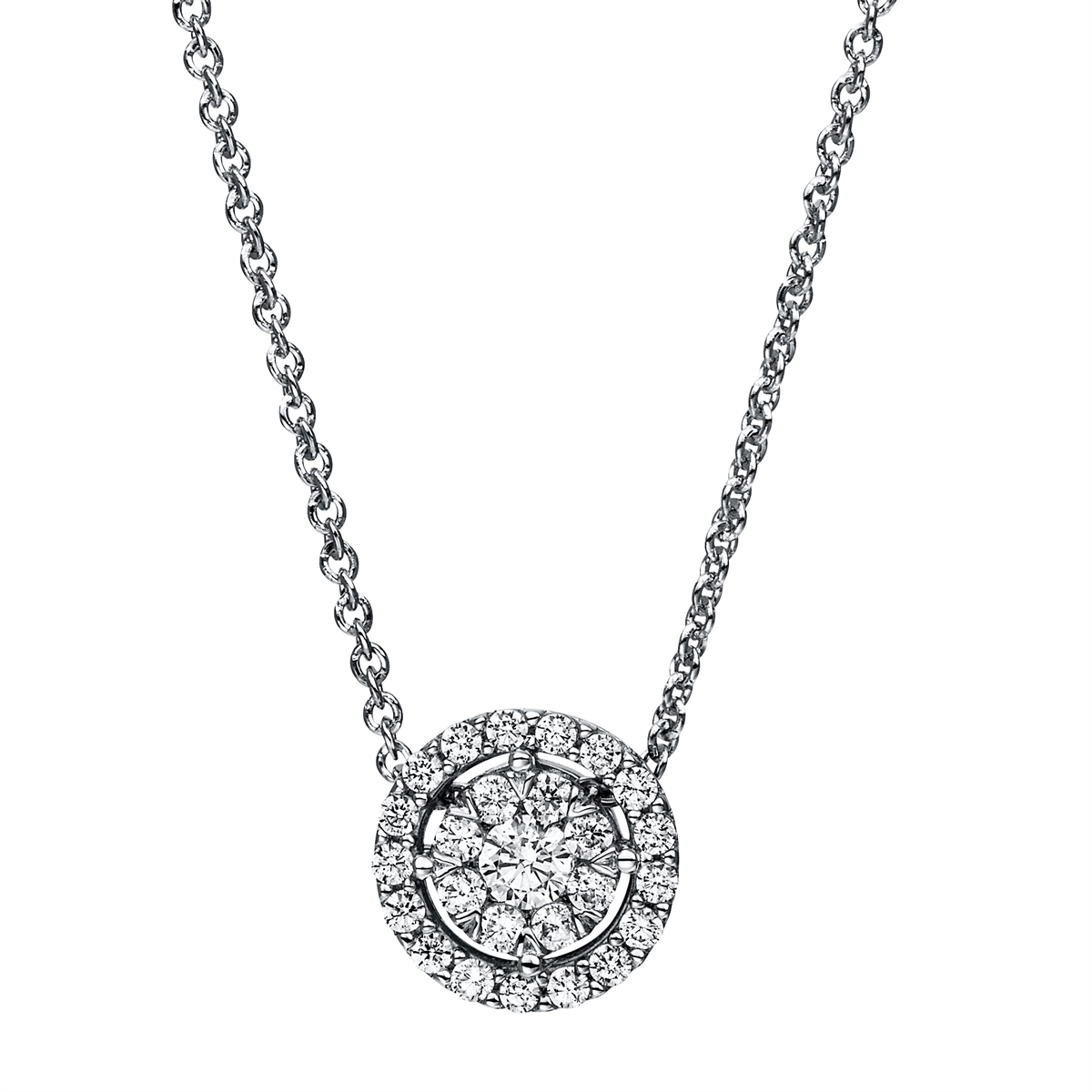 diamond full cut illusion classic necklace in white gold