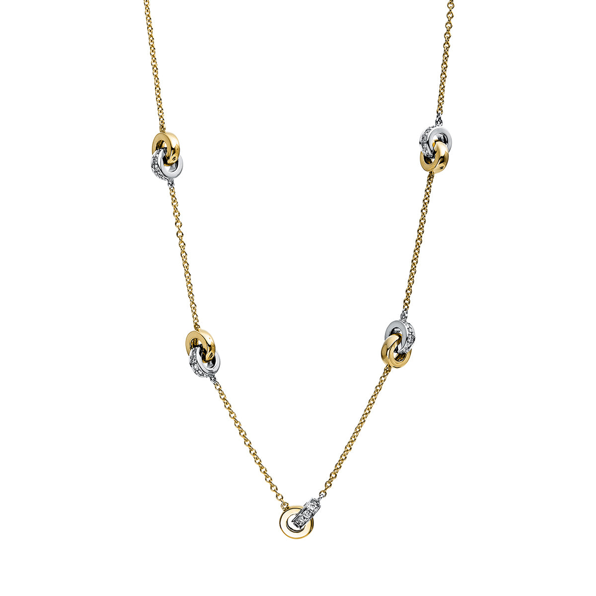 diamond full cut modern woman necklace in yellow gold / white gold