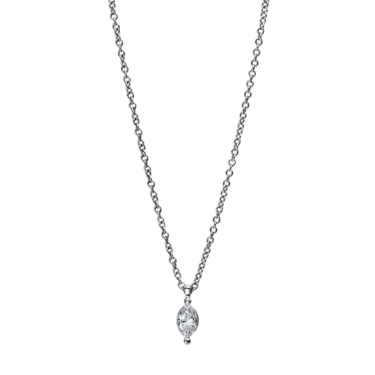 marquise solitaire necklace in white gold
