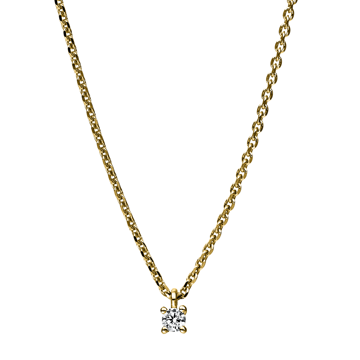 diamond full cut solitaire necklace in yellow gold