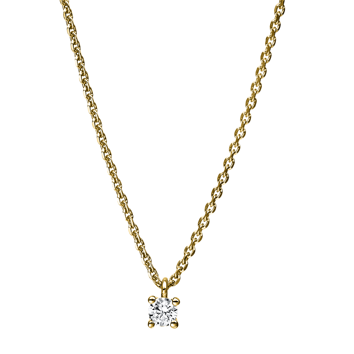 diamond full cut solitaire necklace in yellow gold