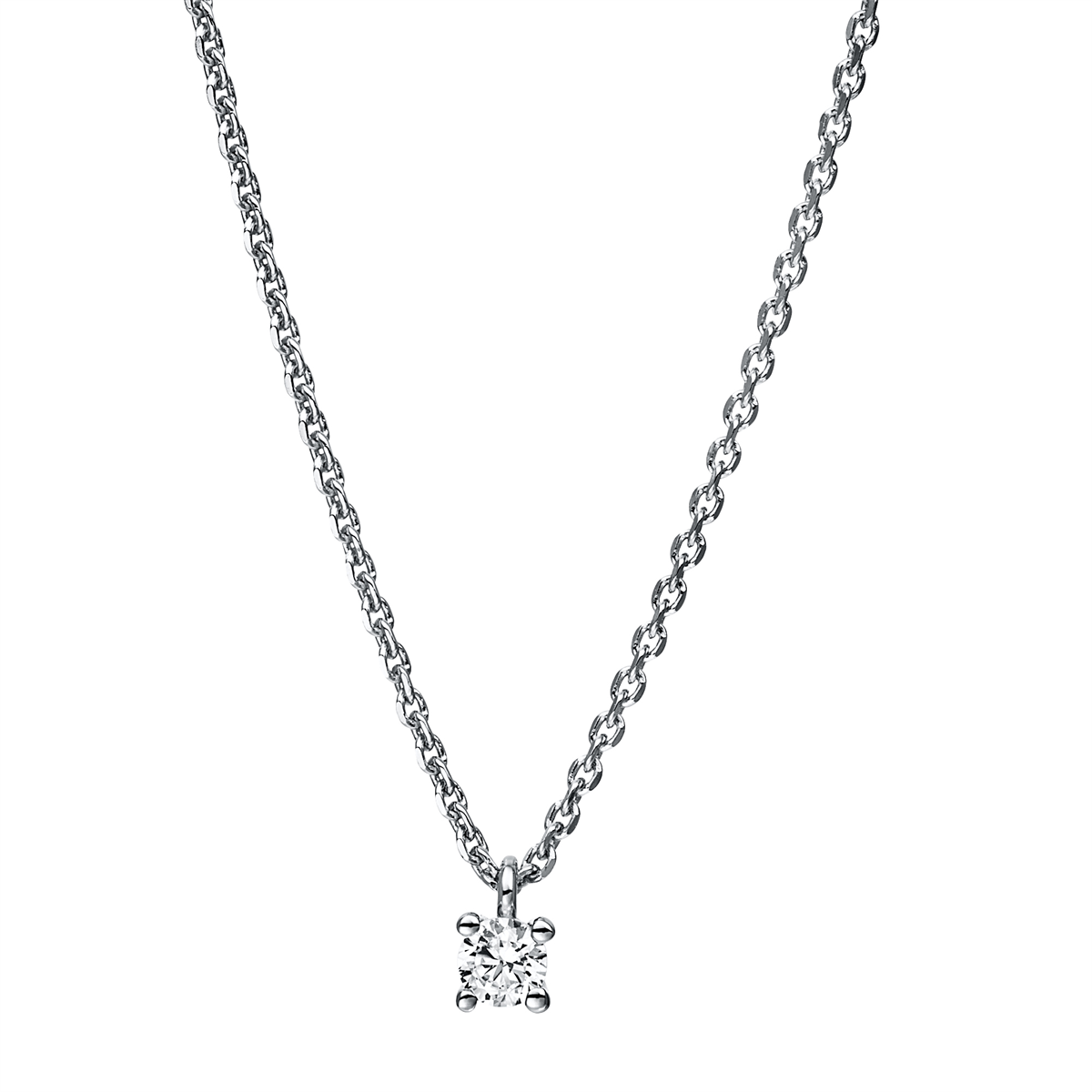 diamond full cut solitaire necklace in white gold