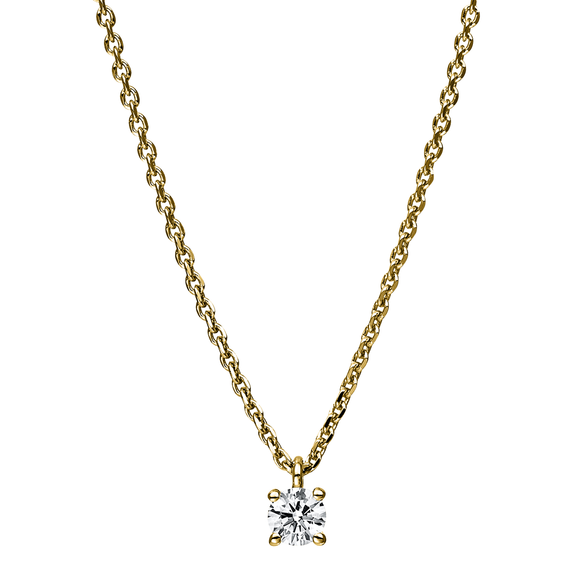 diamond full cut solitaire necklace in yellow gold