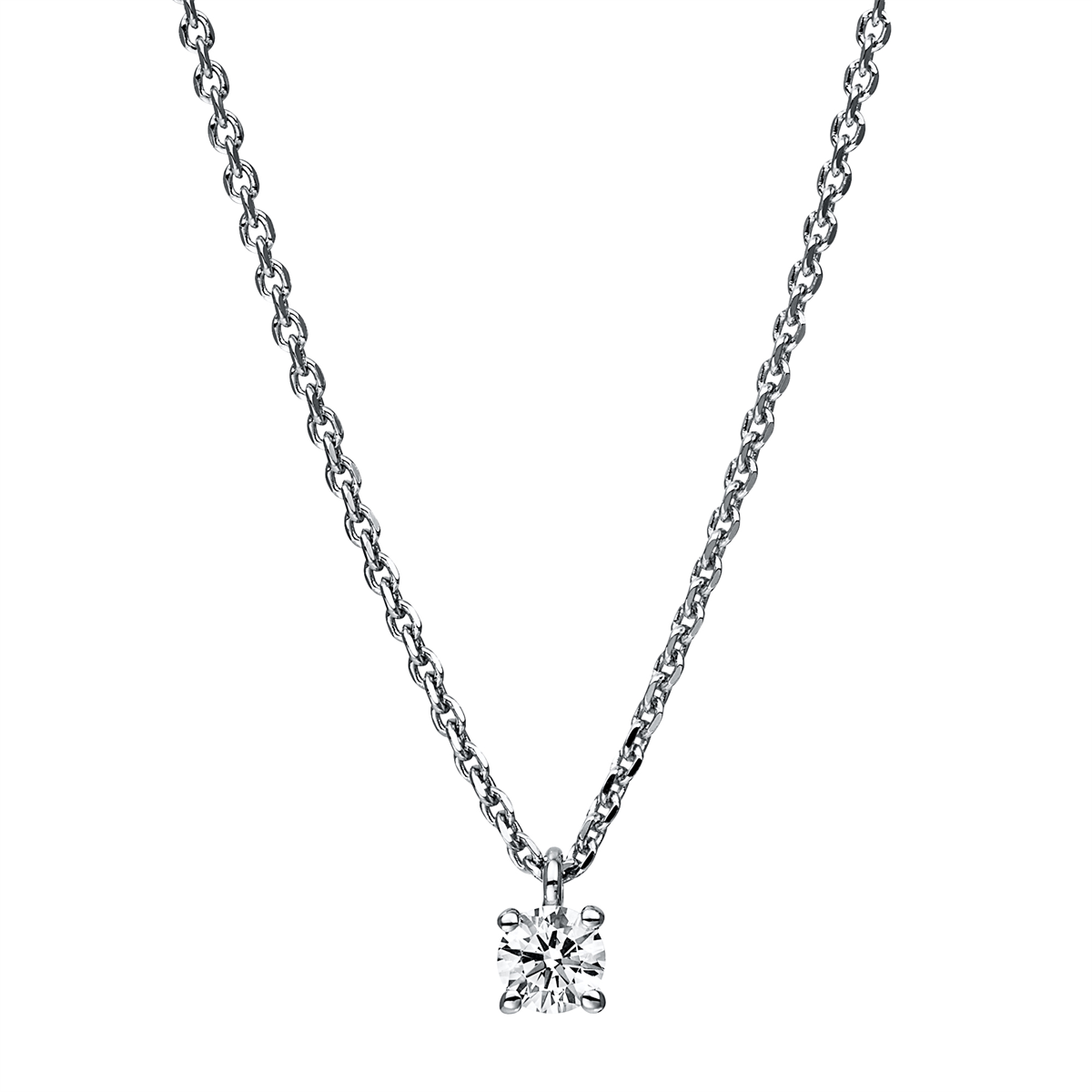 diamond full cut solitaire necklace in white gold
