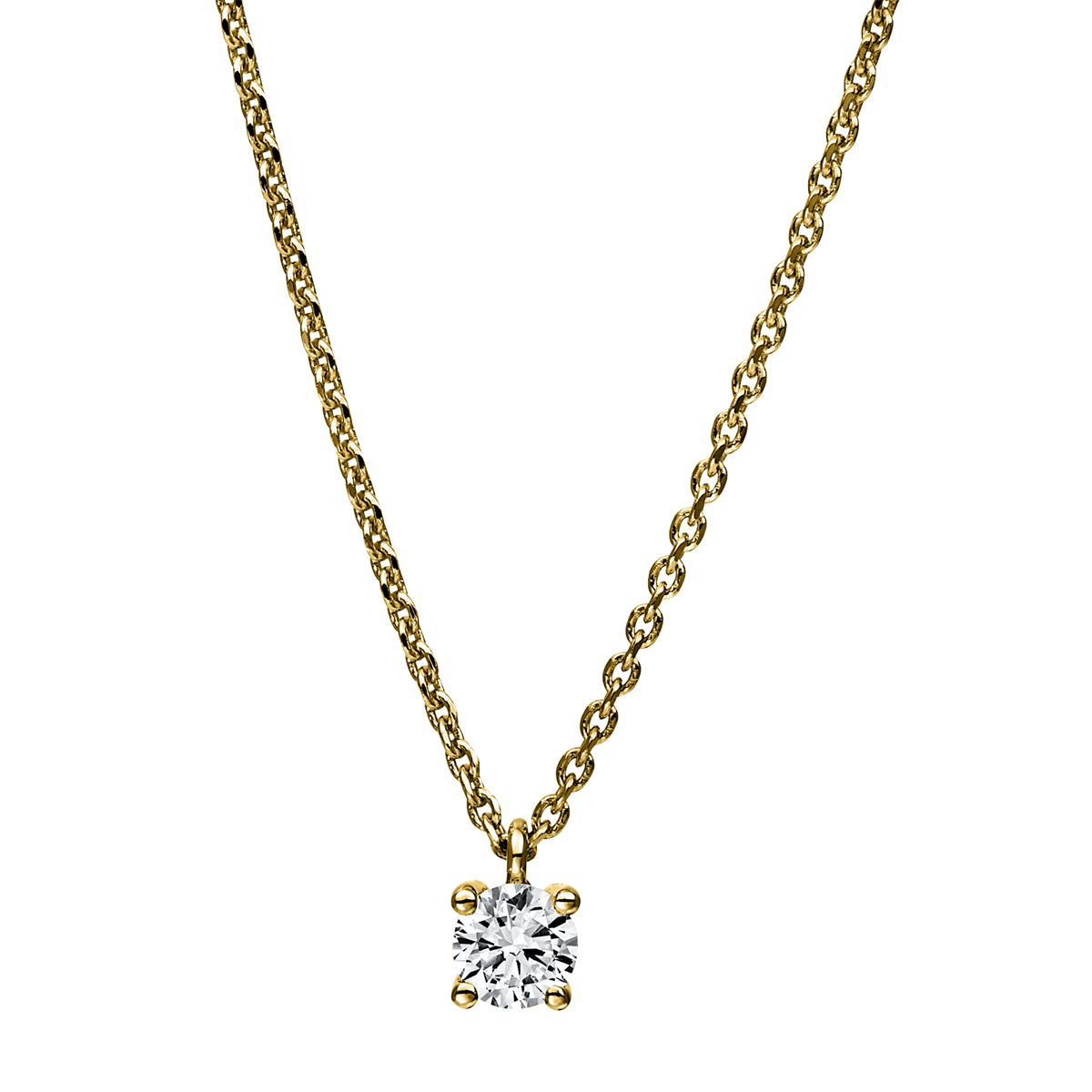diamond full cut solitaire necklace in yellow gold