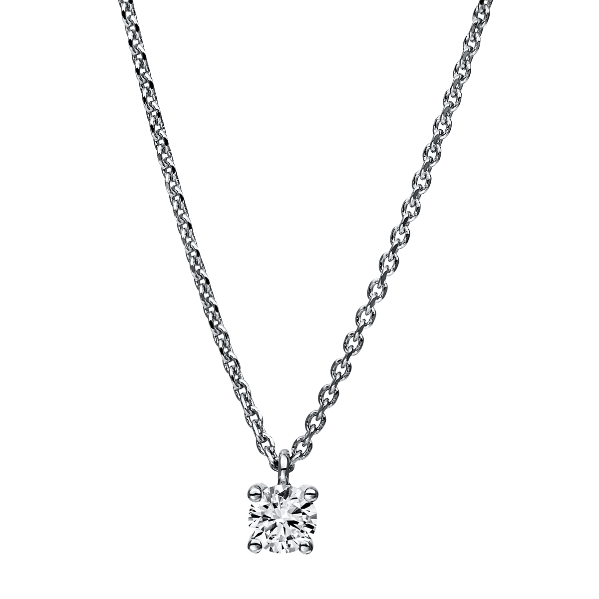 diamond full cut solitaire necklace in white gold