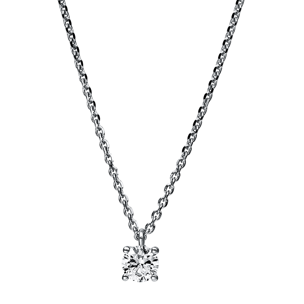 diamond full cut solitaire necklace in white gold