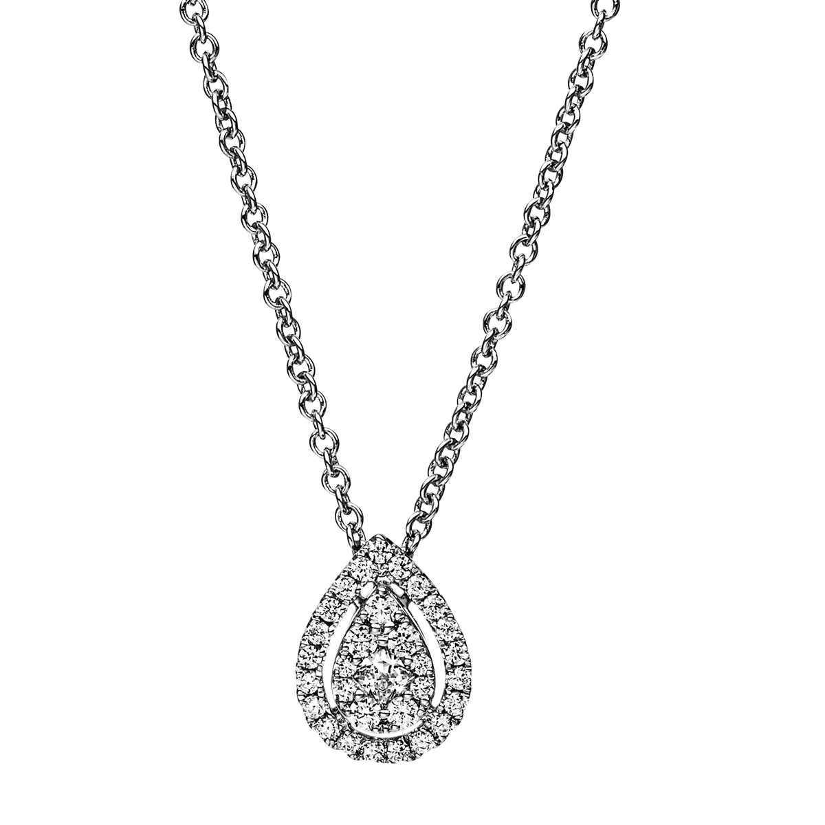 diamond full cut illusion classic necklace in white gold