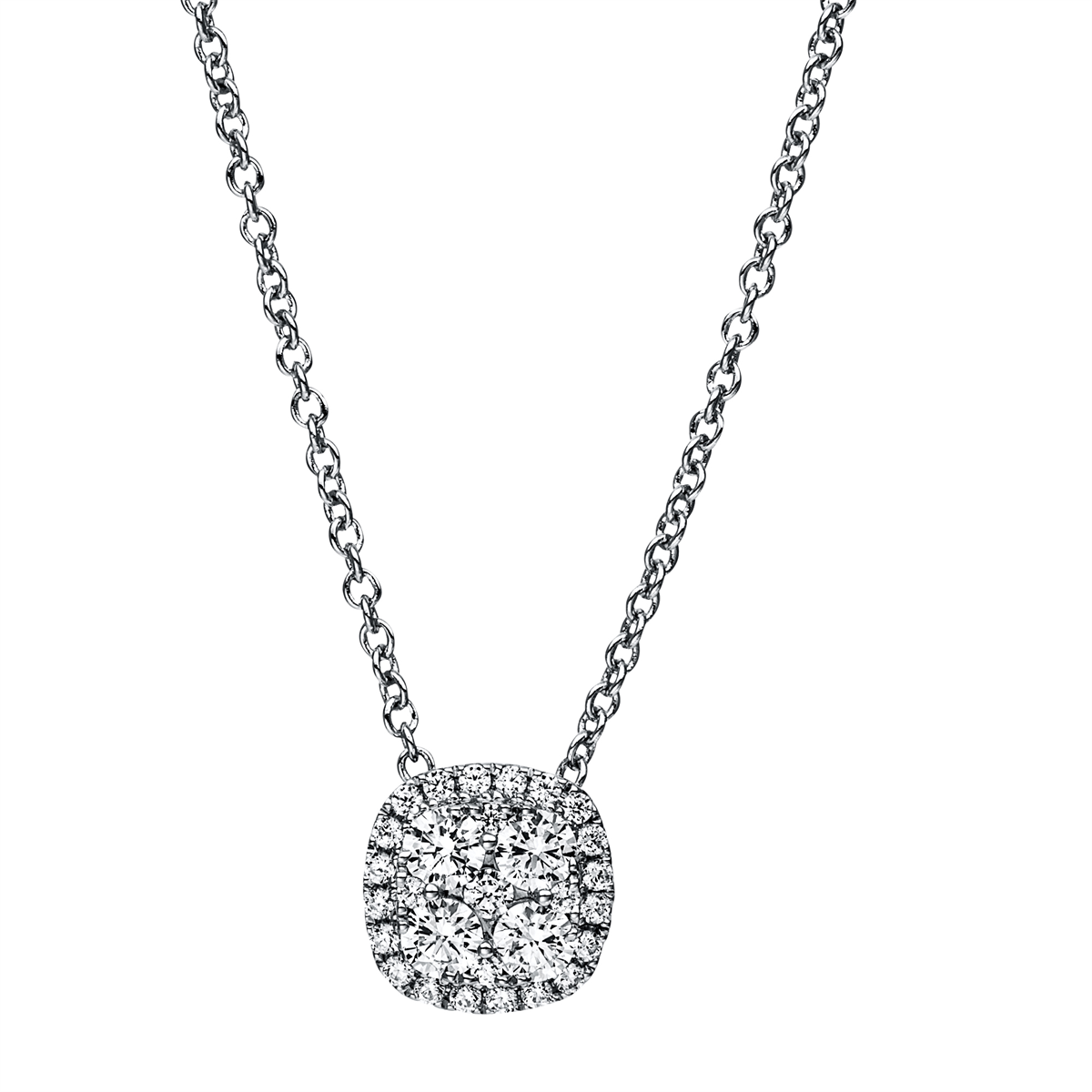 diamond full cut illusion classic necklace in white gold