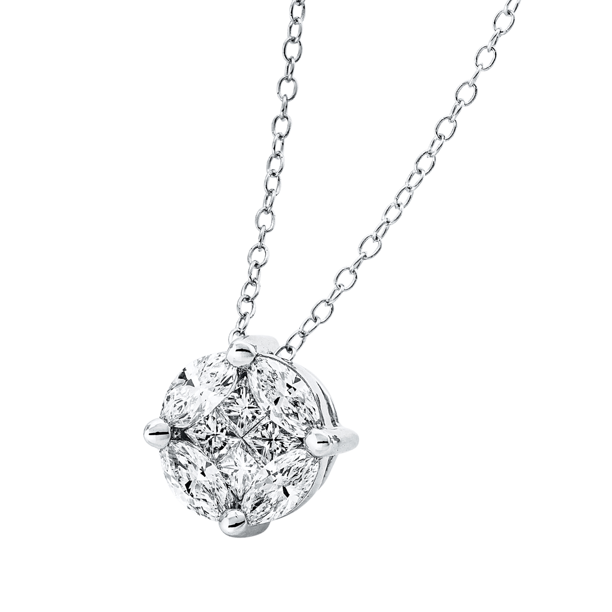princess multi-stone necklace in white gold