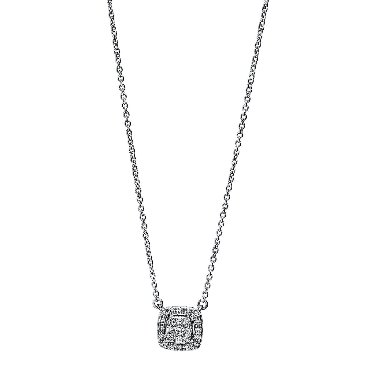 diamond full cut illusion classic necklace in white gold