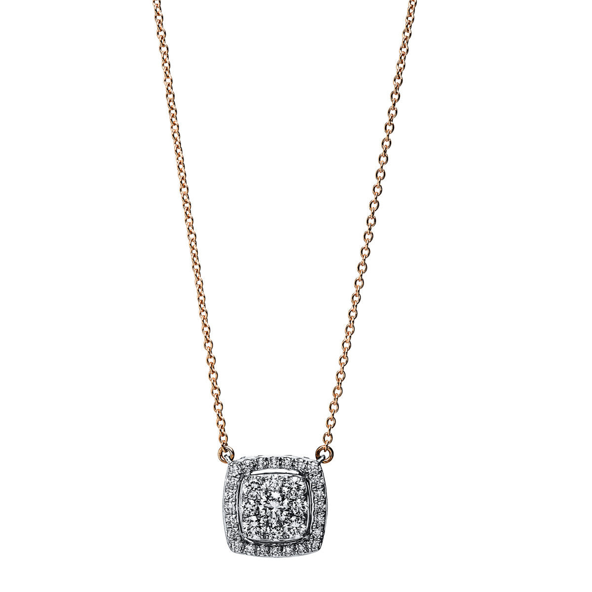 diamond full cut illusion classic necklace in red gold / white gold