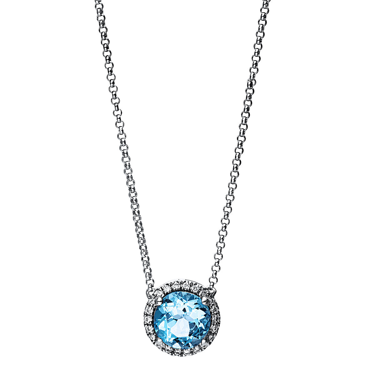 diamond full cut topaz colored stone fashion necklace in white gold