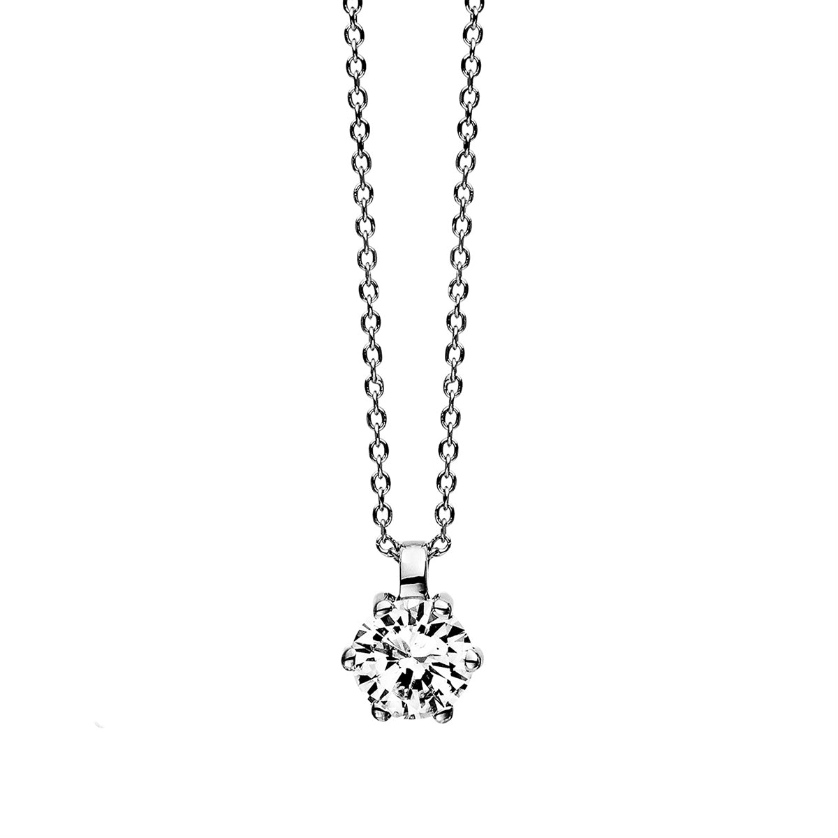 diamond full cut solitaire necklace in white gold