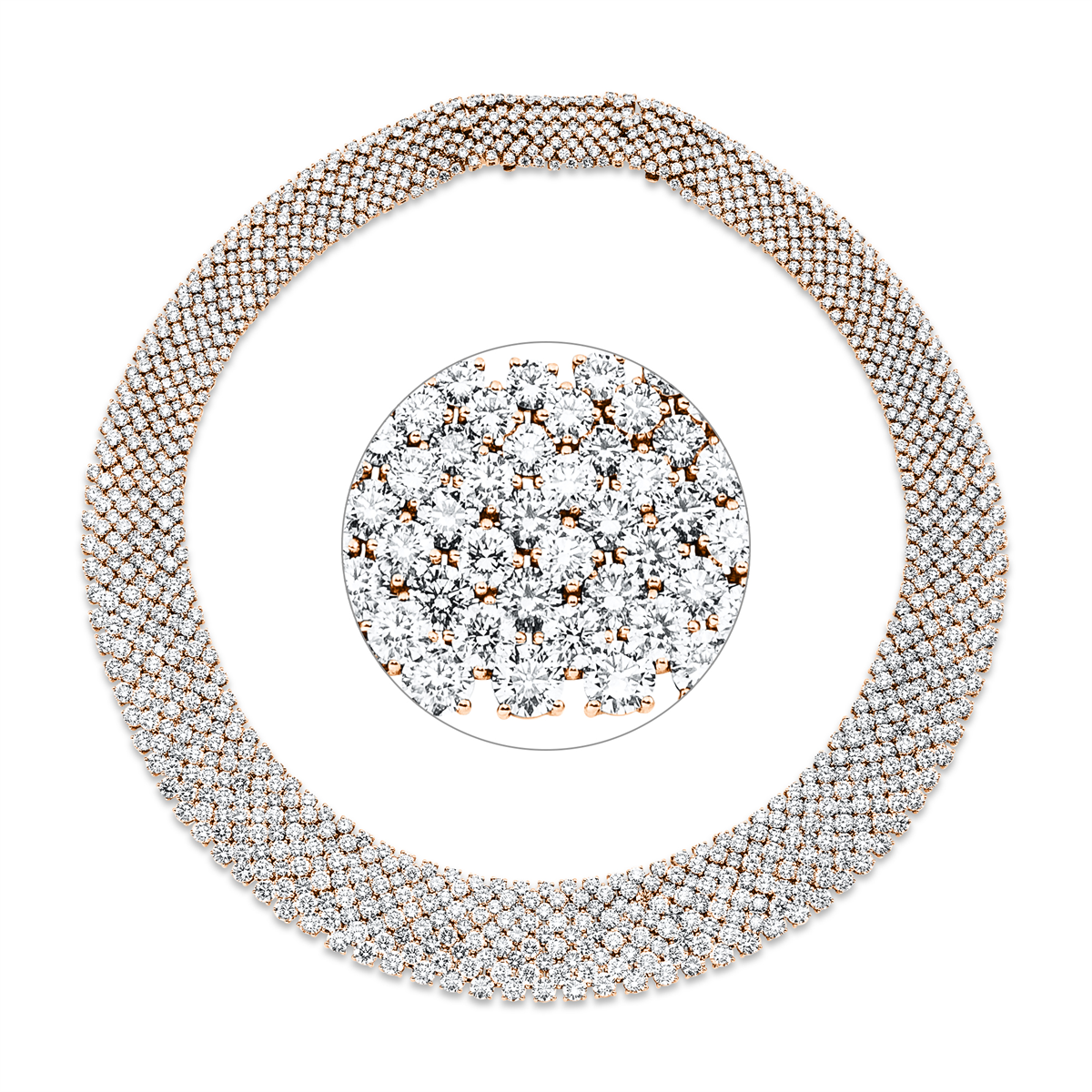 diamond full cut exclusive necklace in red gold