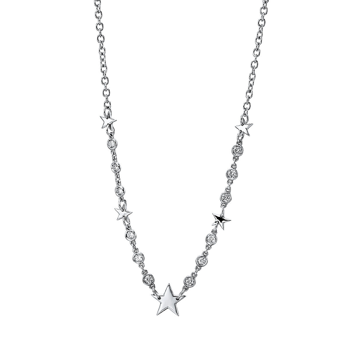 diamond full cut symbol necklace in white gold