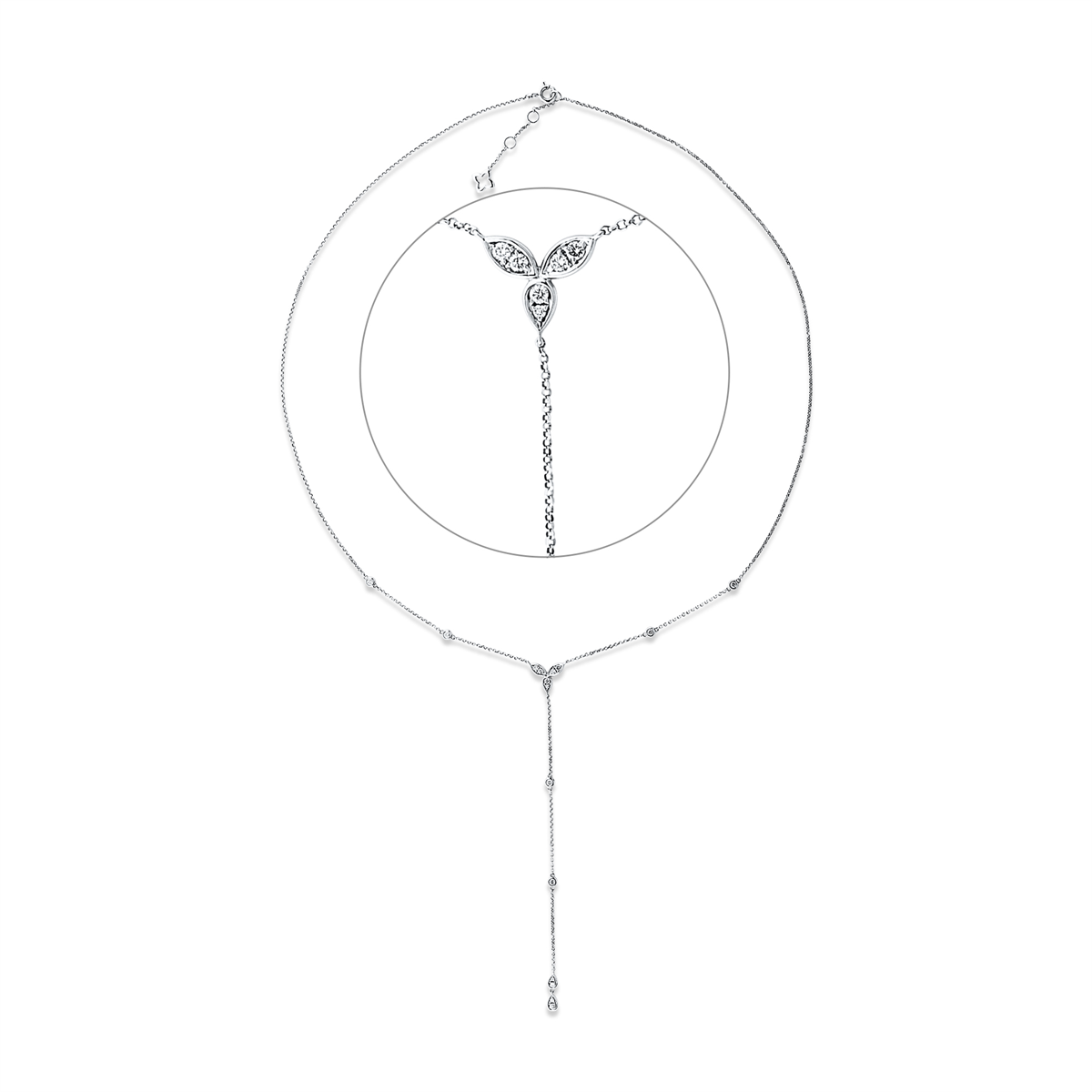diamond full cut modern woman necklace in white gold
