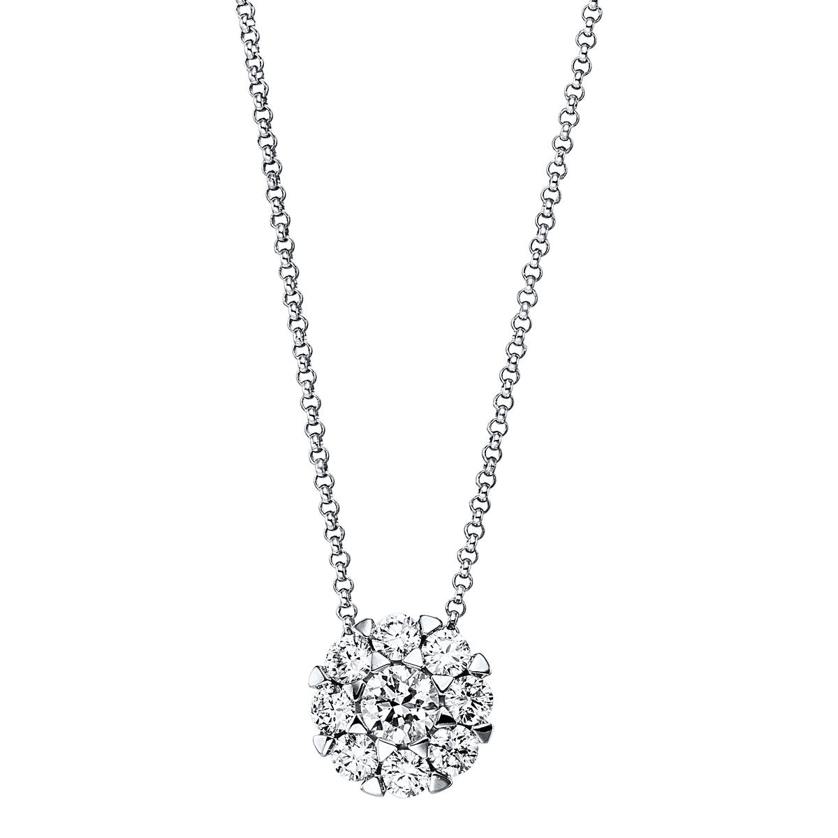 diamond full cut illusion classic necklace in white gold