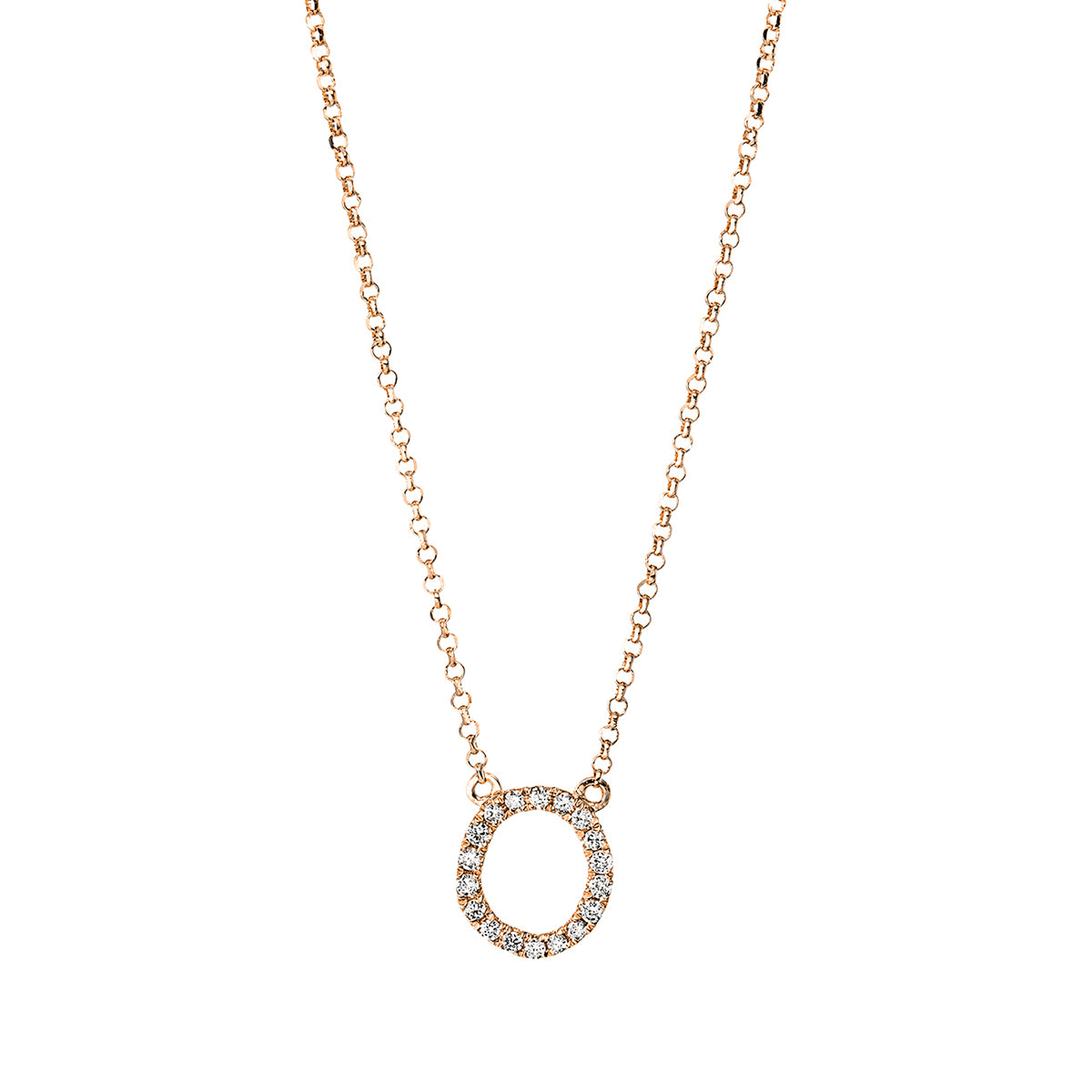 diamond full cut letter necklace in red gold