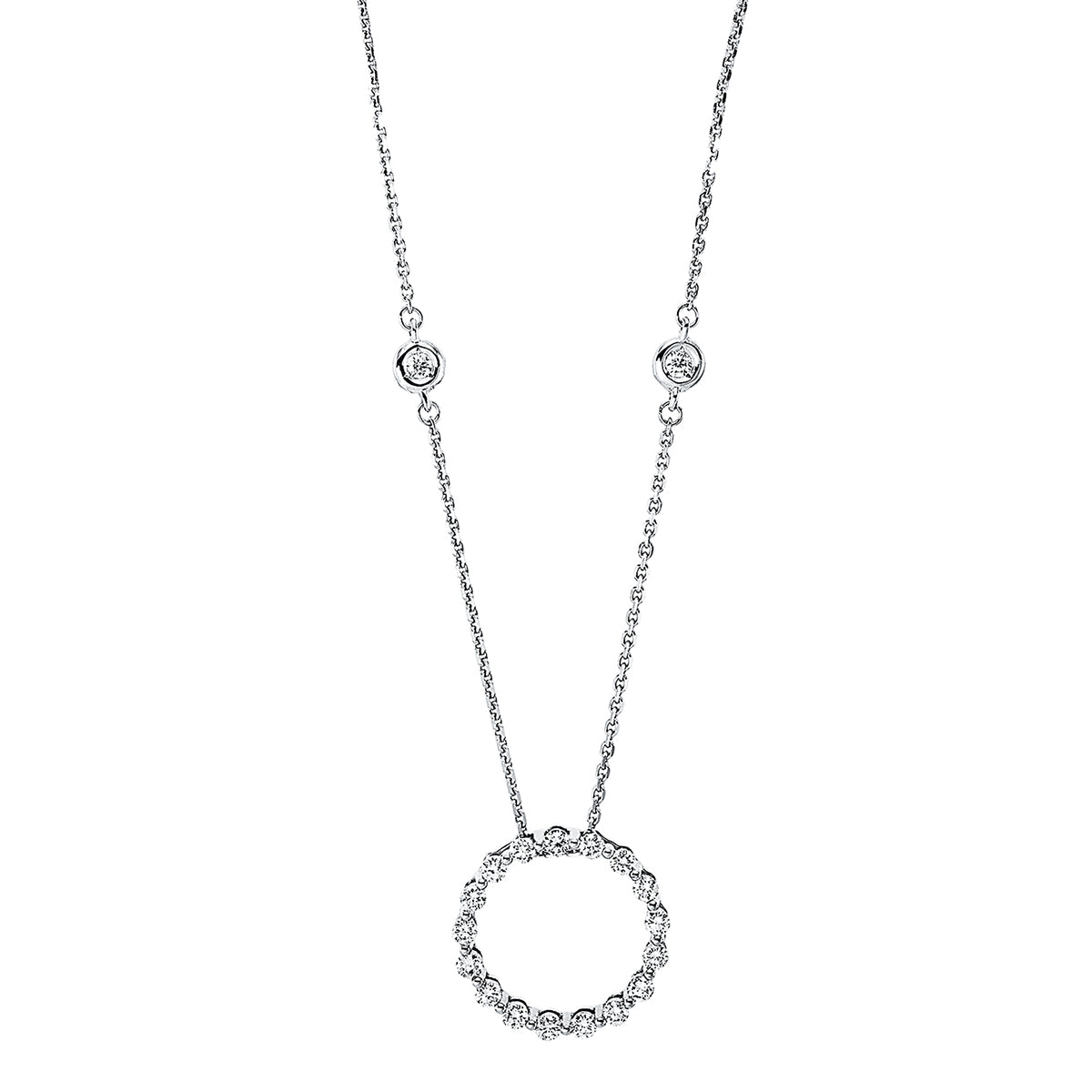 diamond full cut modern woman necklace in white gold