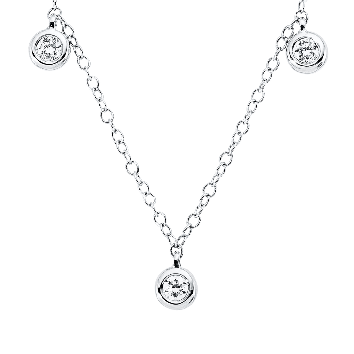 diamond full cut modern woman necklace in white gold