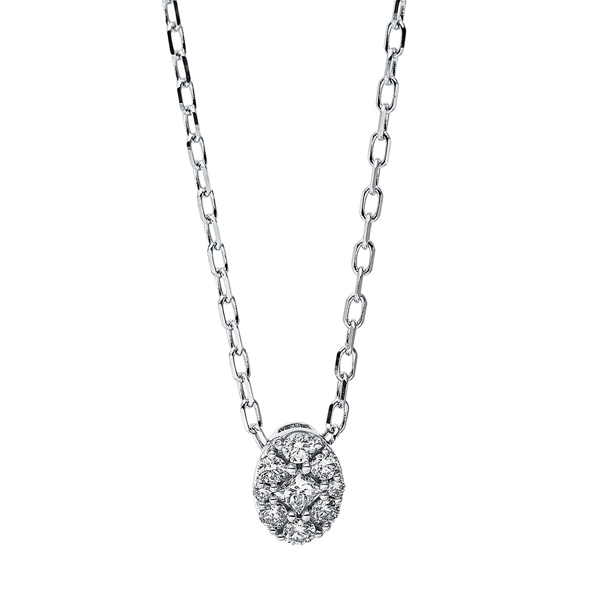 diamond full cut illusion classic necklace in white gold