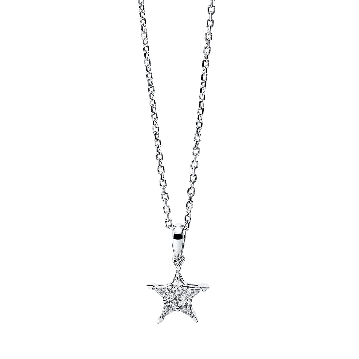 triangle special cut illusion classic necklace in white gold