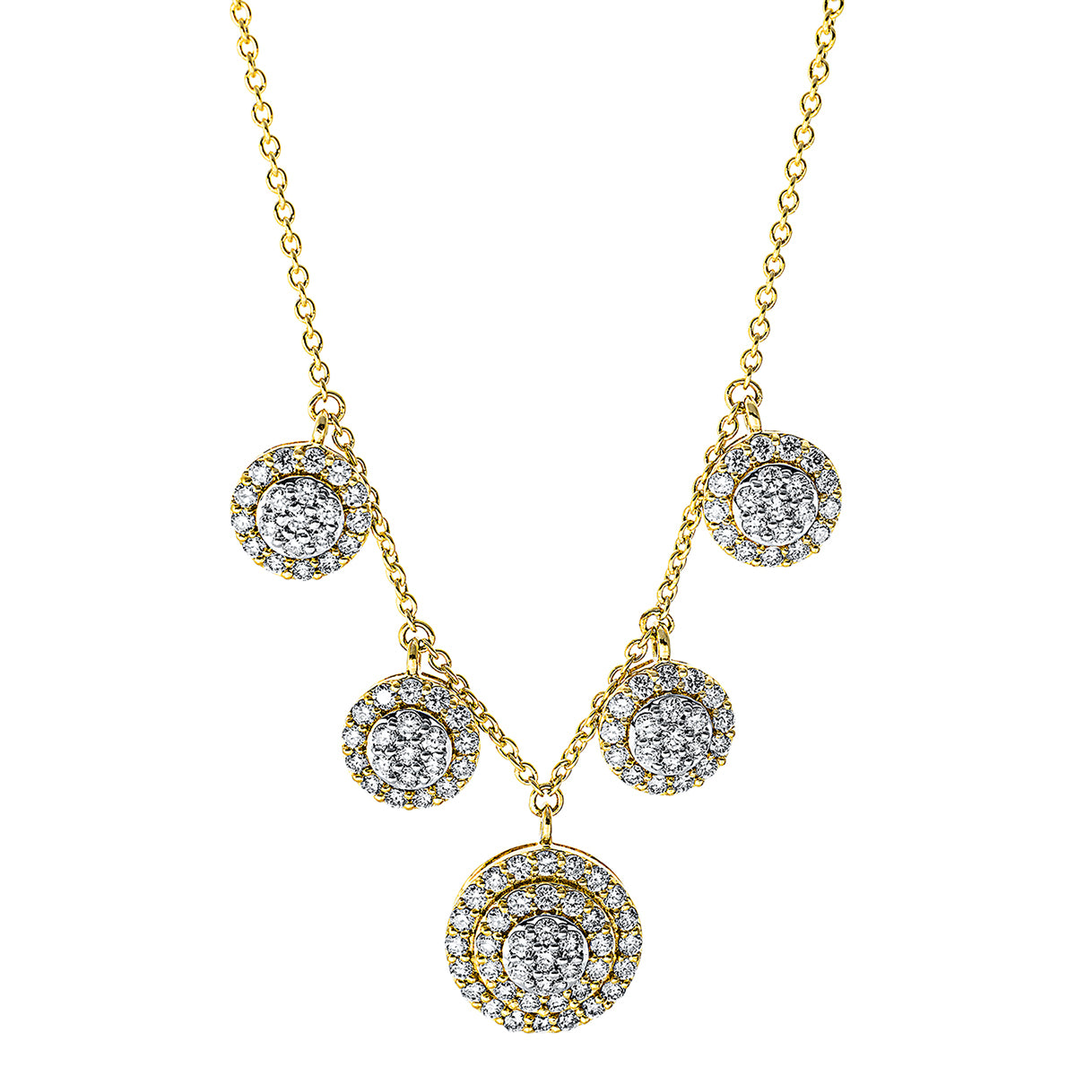 diamond full cut illusion classic necklace in yellow gold