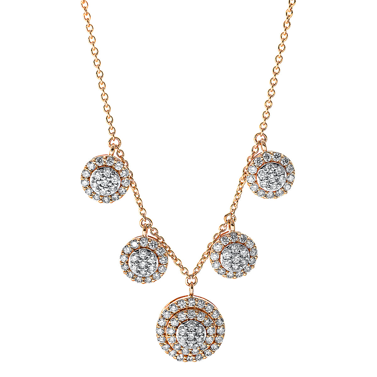 diamond full cut illusion classic necklace in red gold