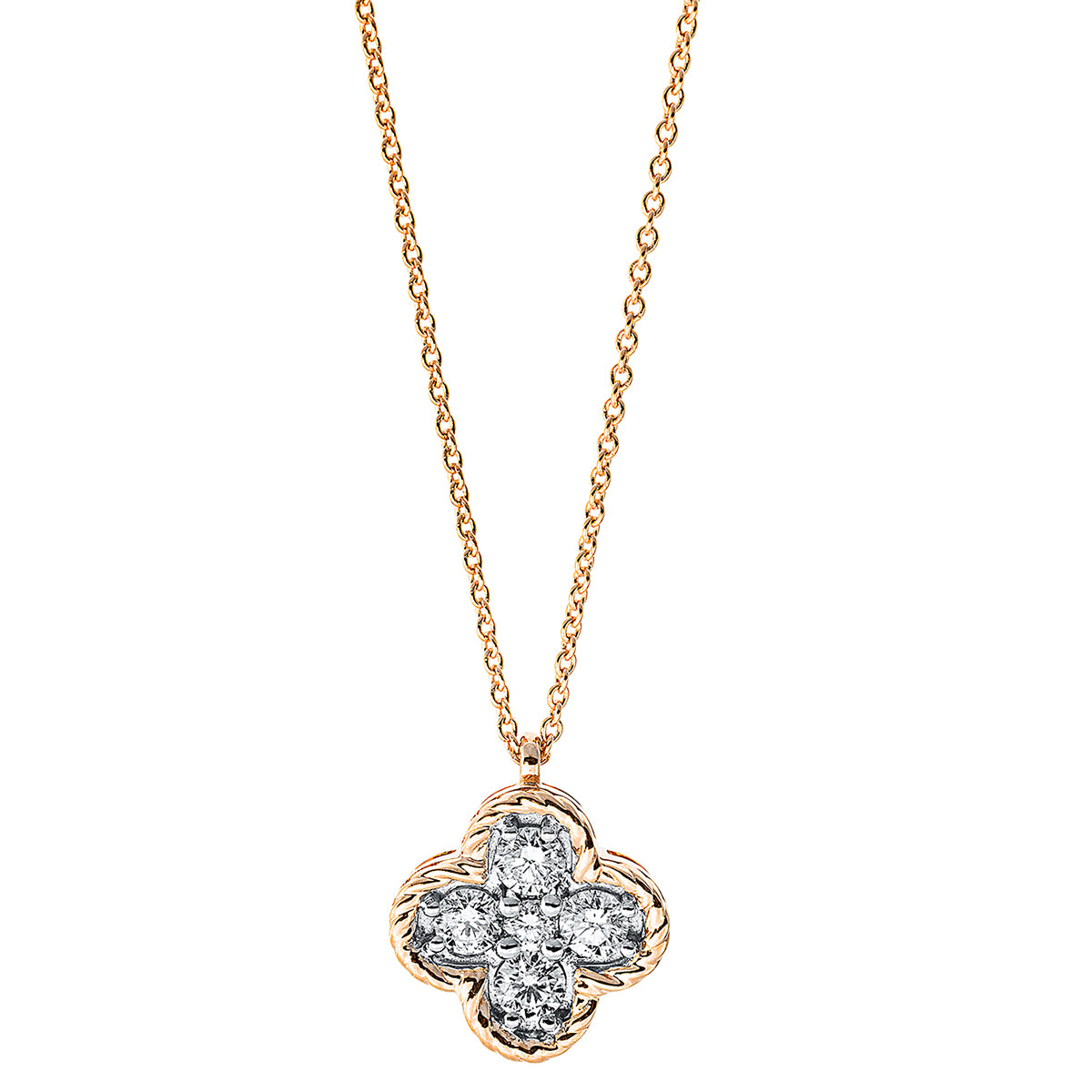 diamond full cut modern woman necklace in red gold