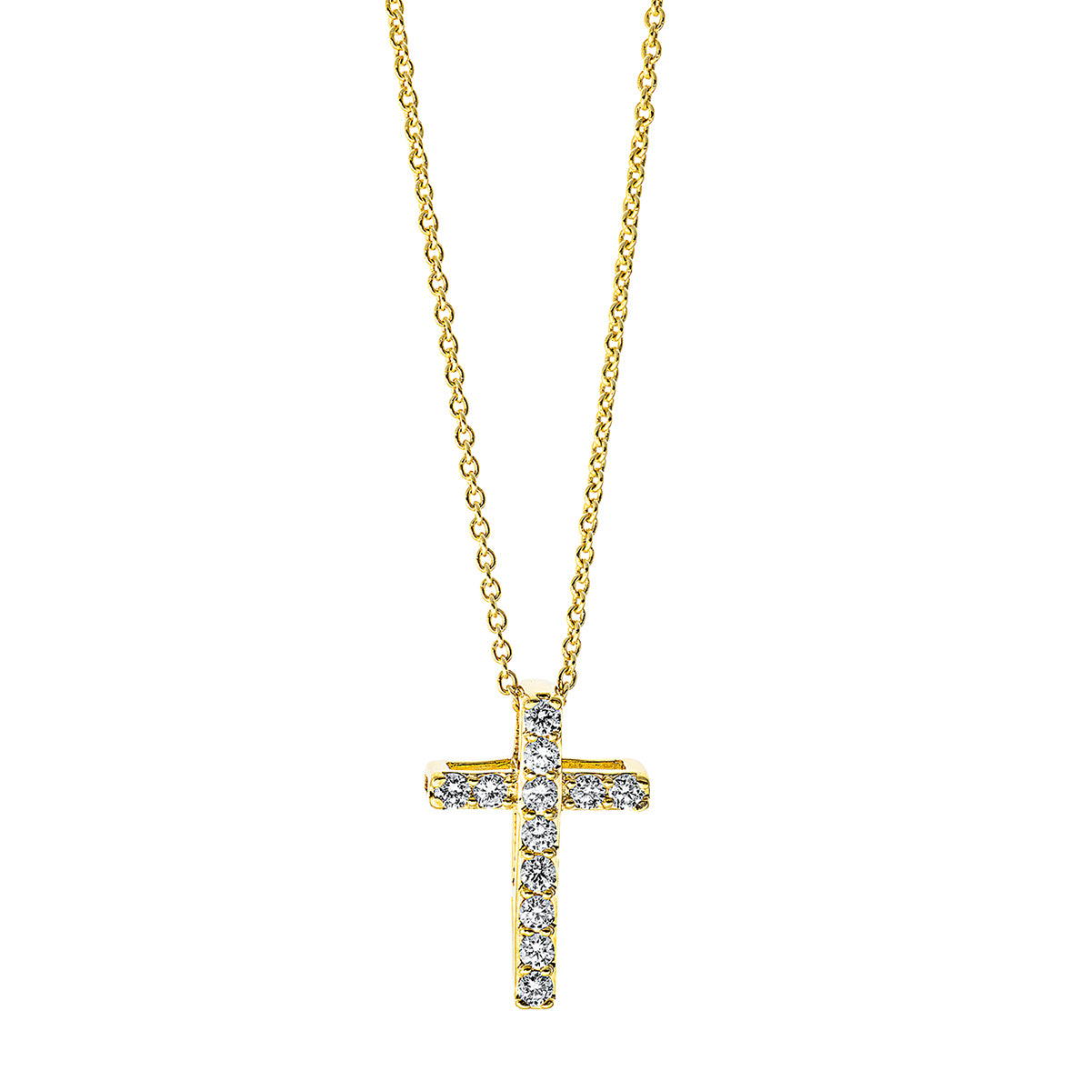 diamond full cut cross necklace in yellow gold