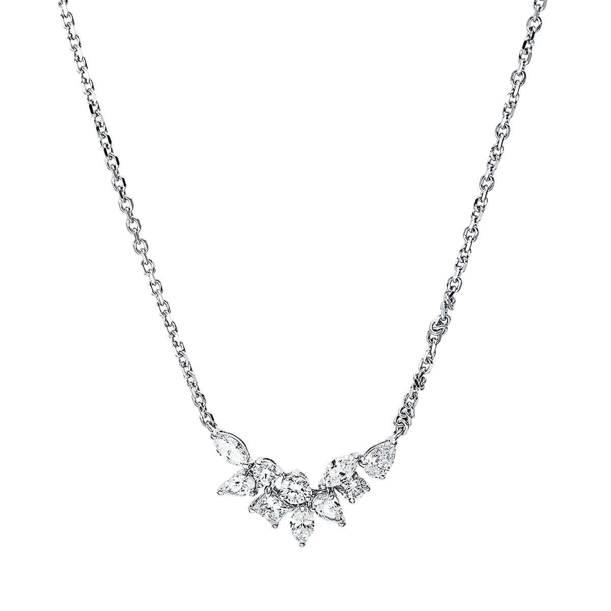 diamond full cut modern woman necklace in white gold