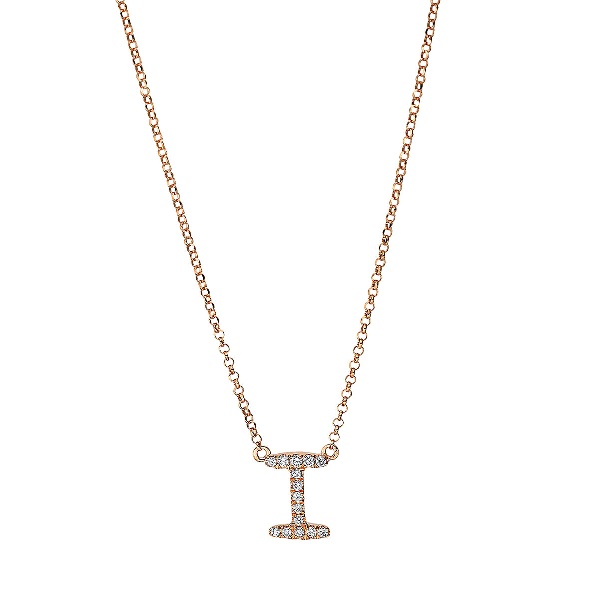 diamond full cut letter necklace in red gold
