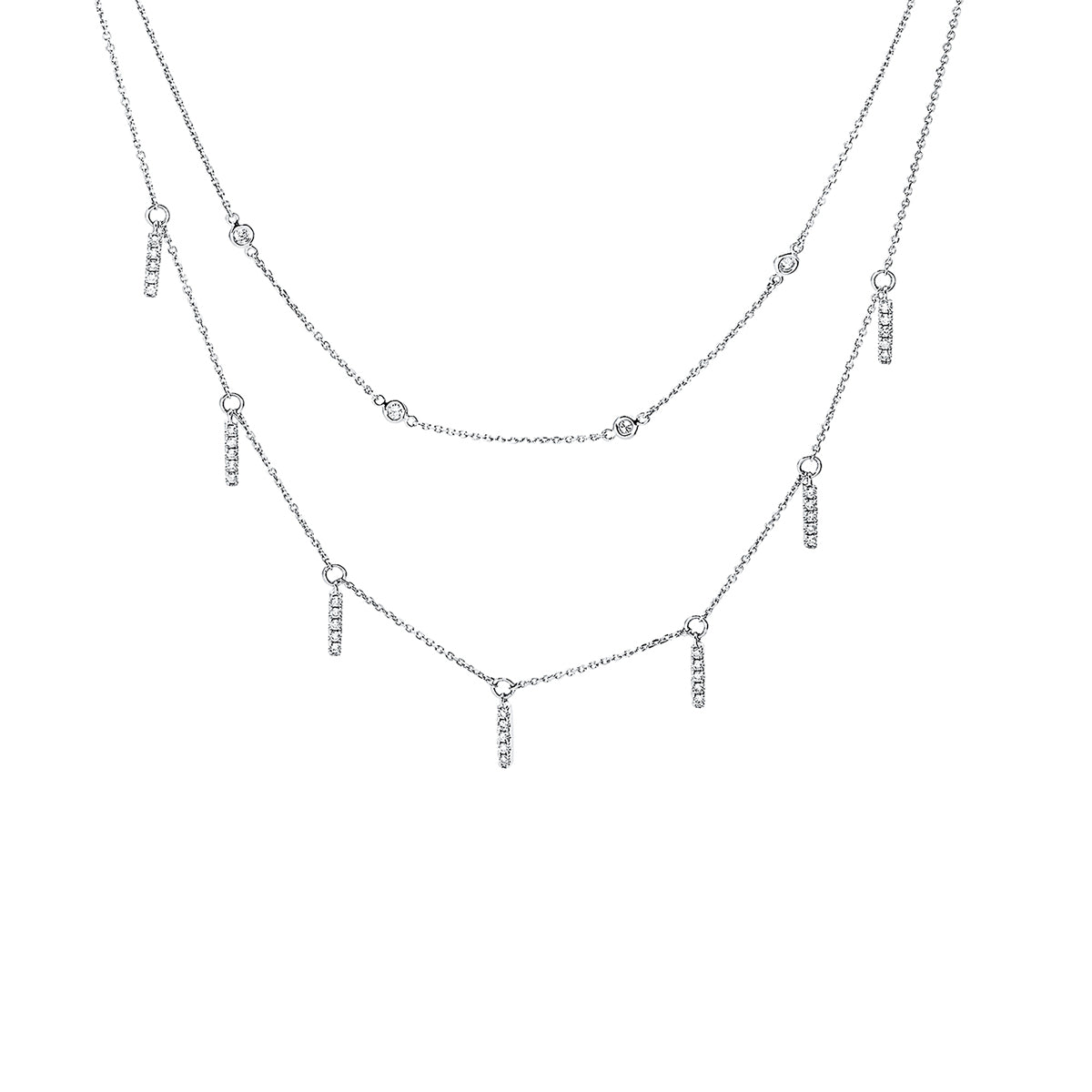 diamond full cut modern woman necklace in white gold
