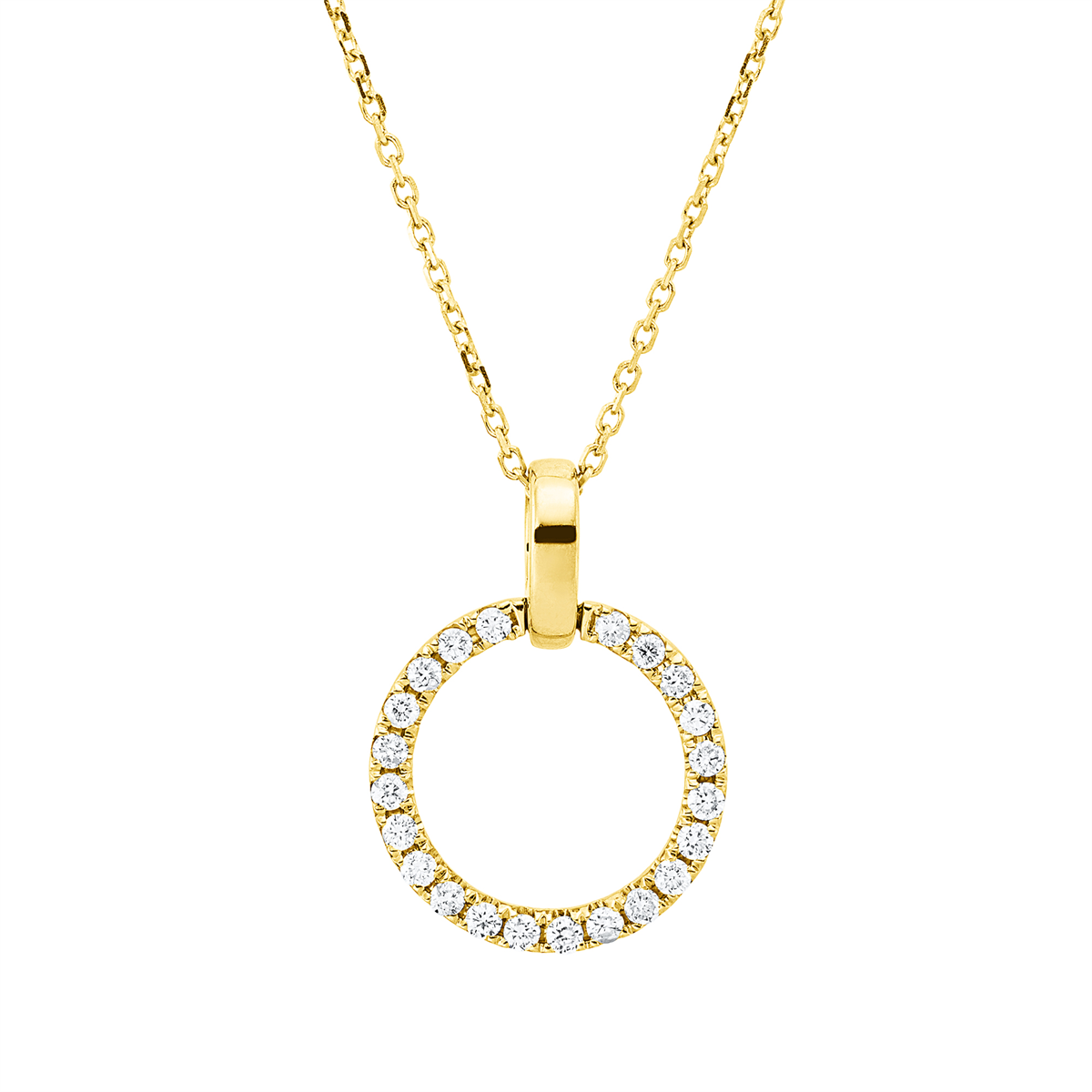 diamond full cut modern woman necklace in yellow gold