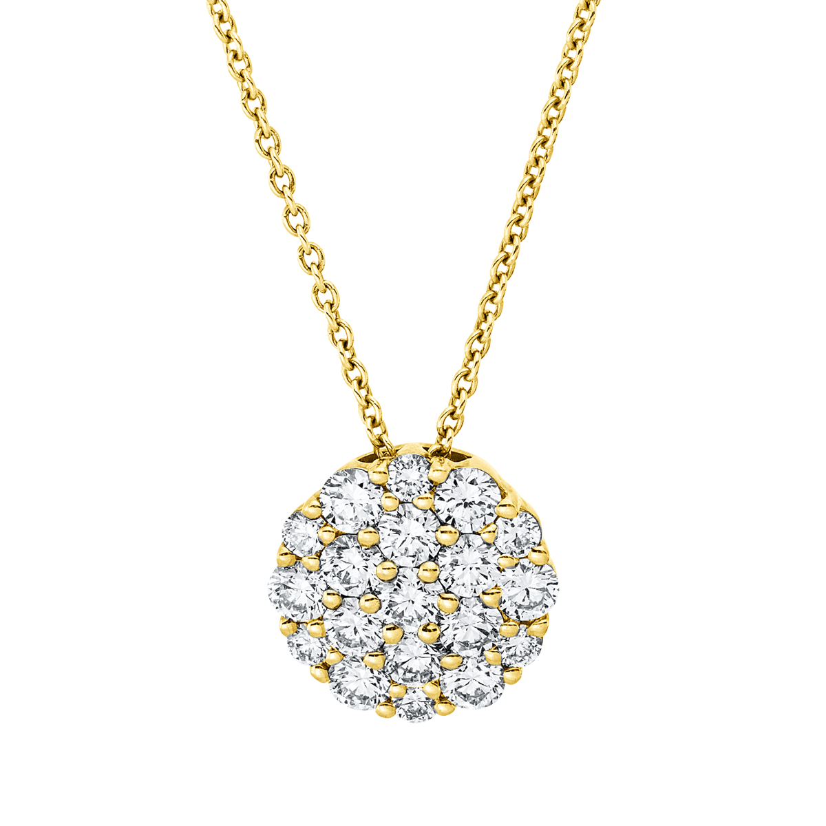 diamond full cut pavé necklace in yellow gold