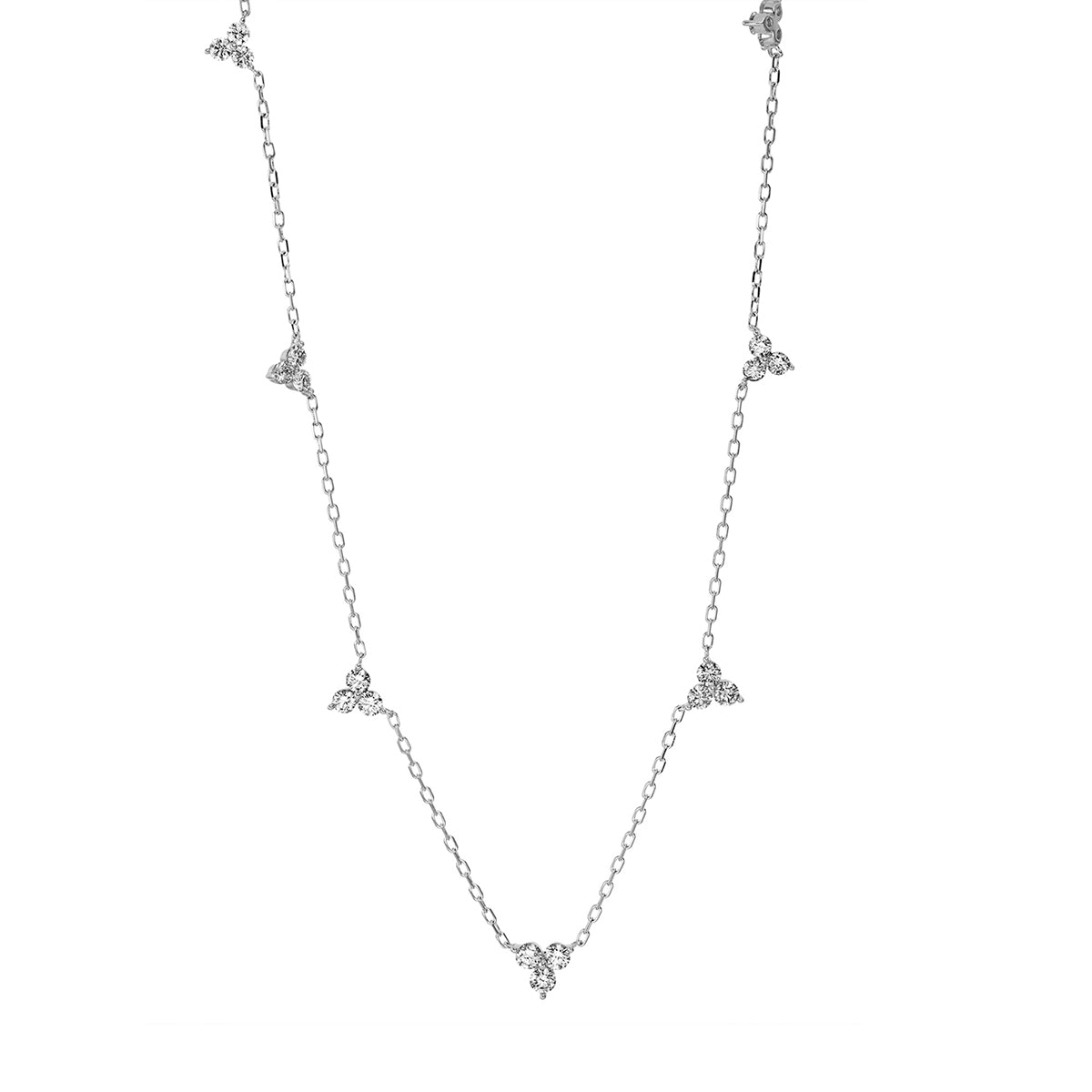 diamond full cut modern woman necklace in white gold