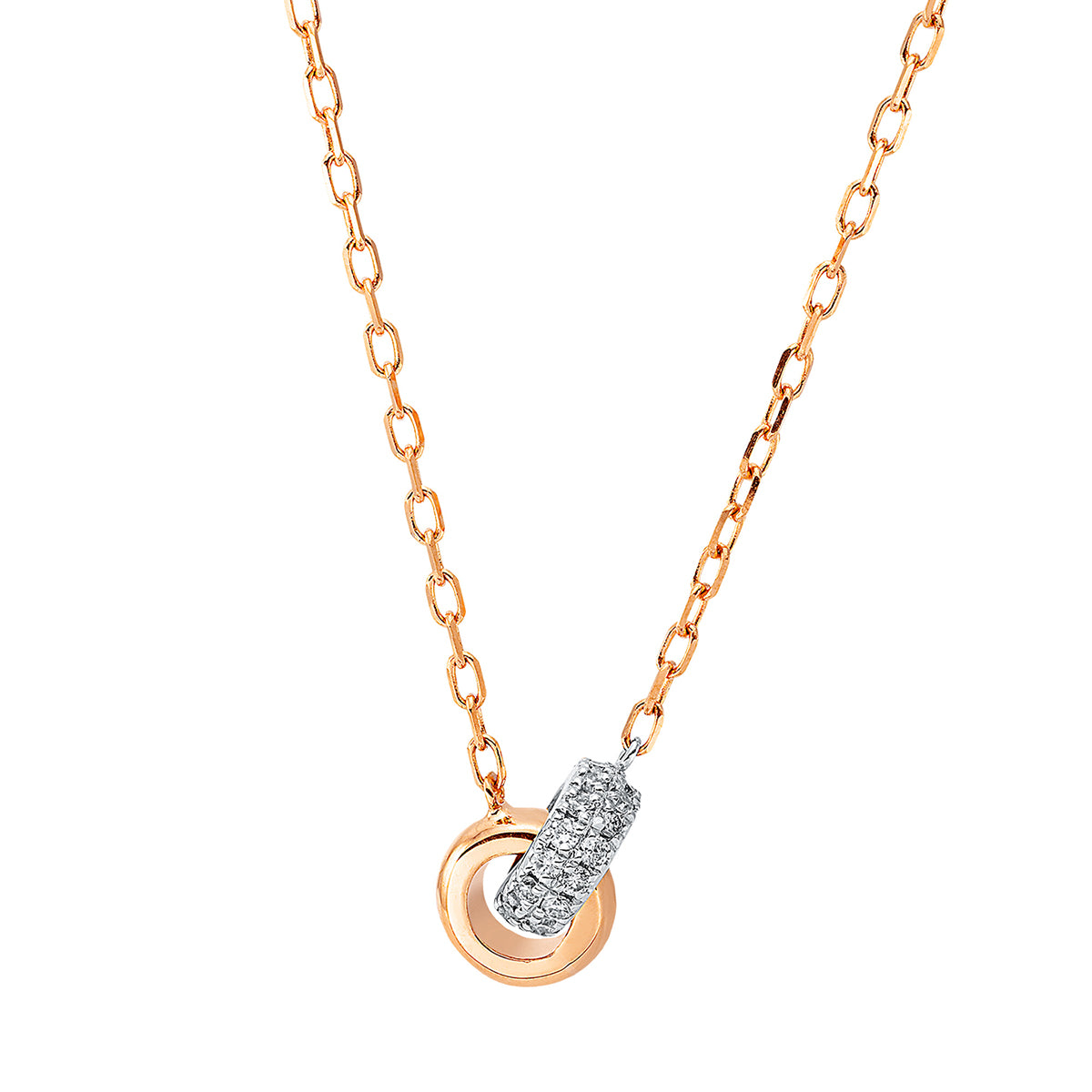 diamond full cut modern woman necklace in red gold / white gold