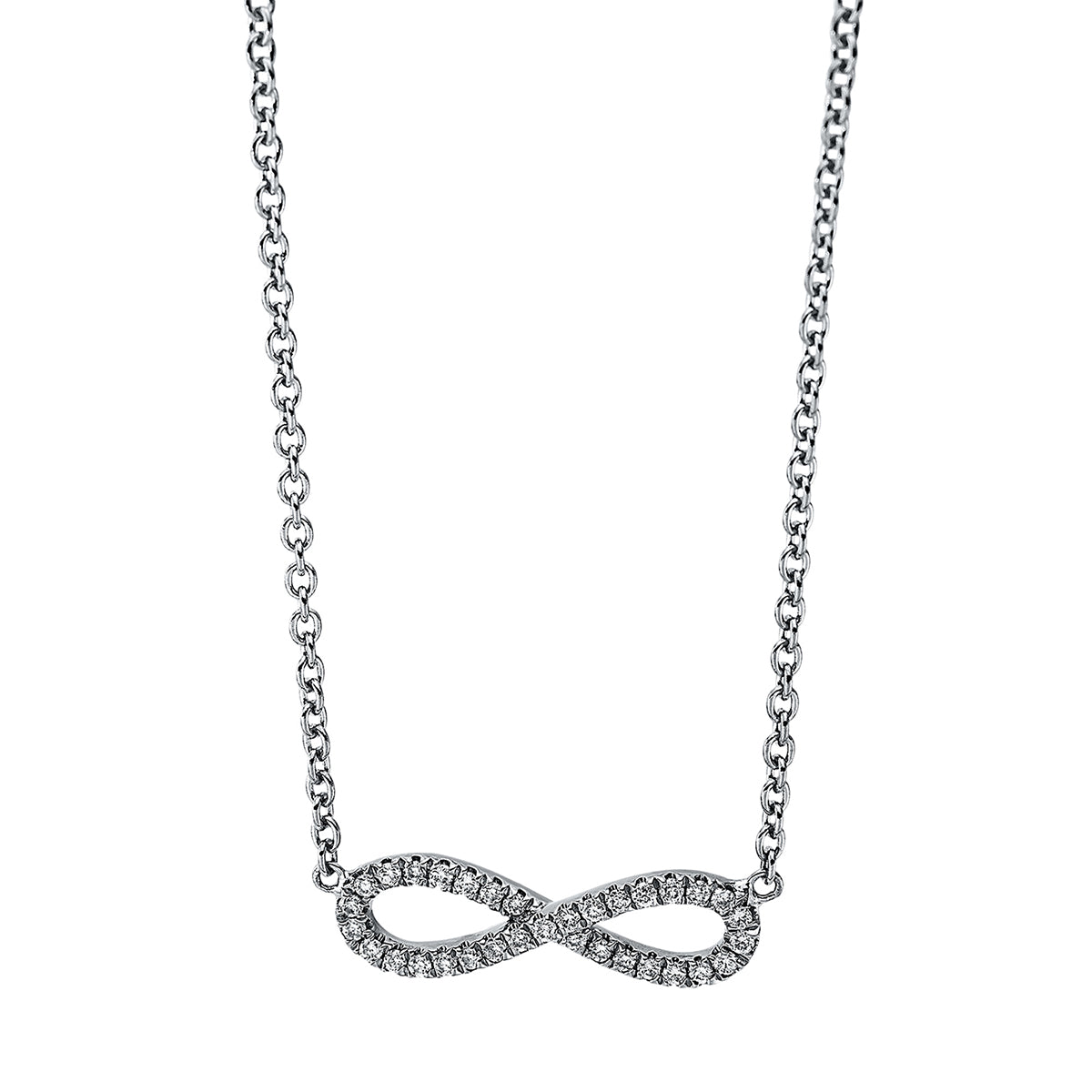 diamond full cut symbol necklace in white gold