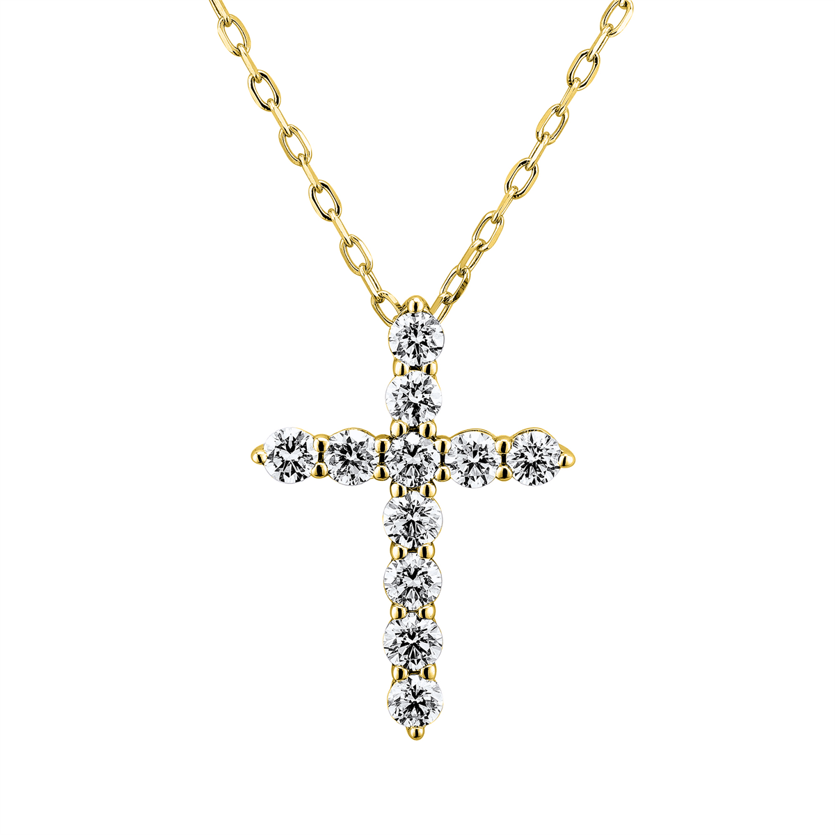 diamond full cut cross necklace in yellow gold