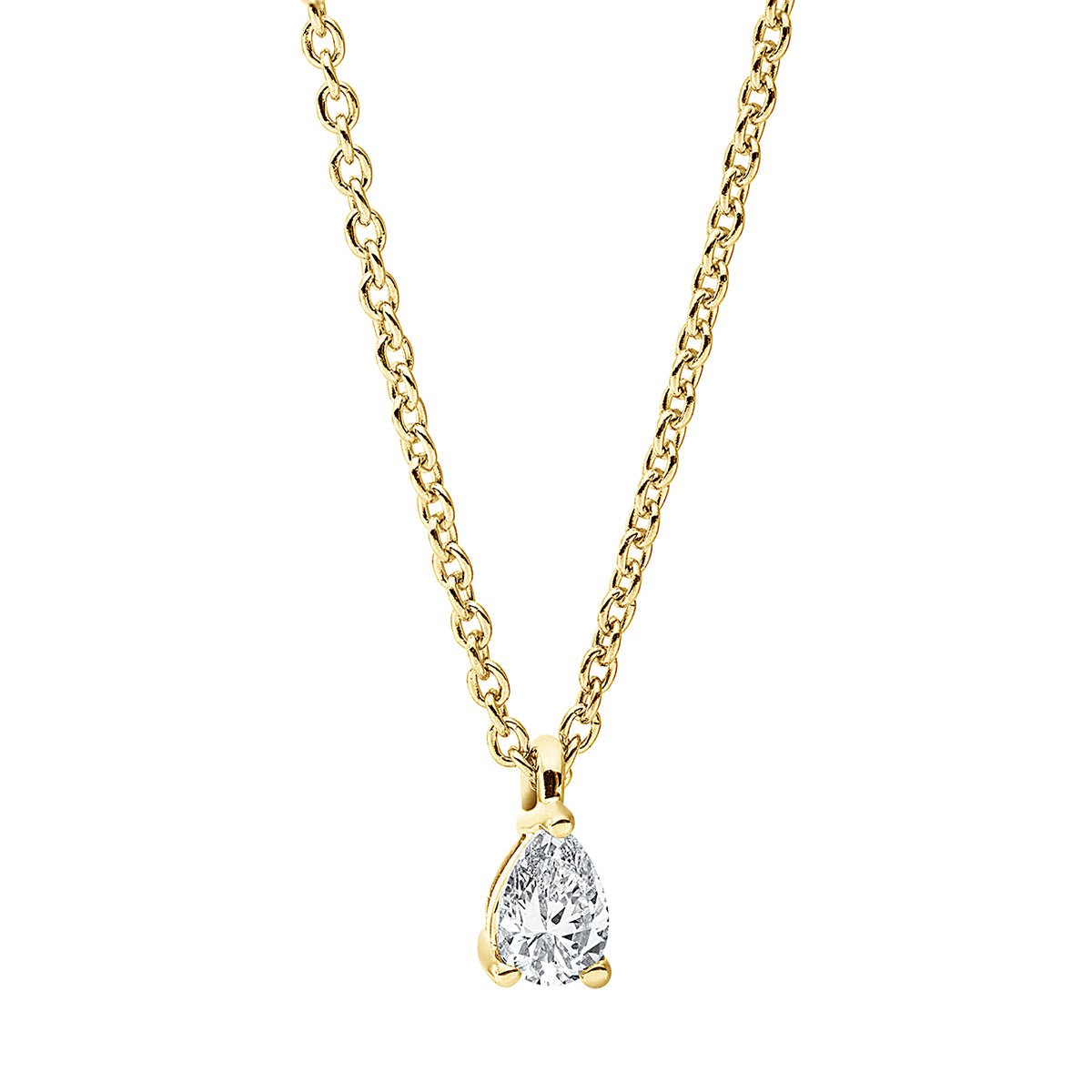 pear shape solitaire necklace in yellow gold