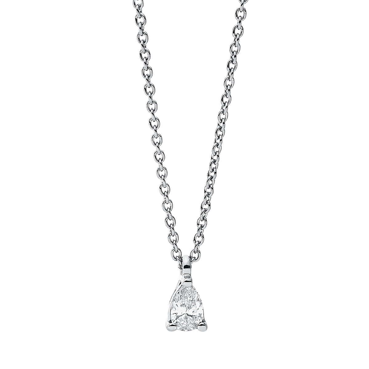 pear shape solitaire necklace in white gold