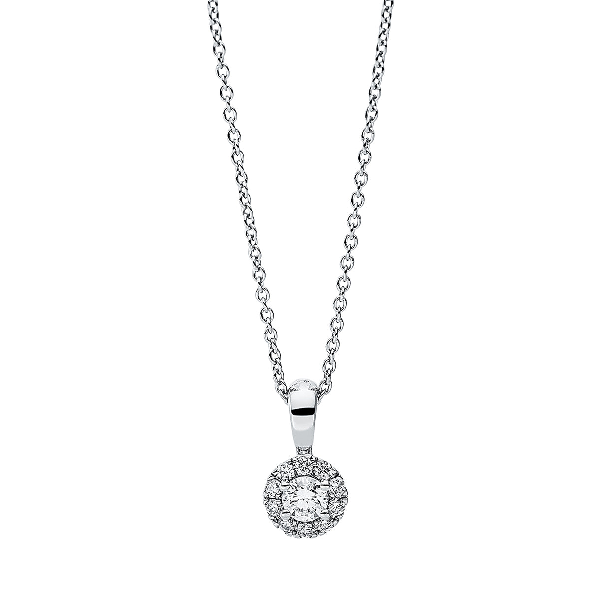 solitaire with accent stones necklace - 4J579