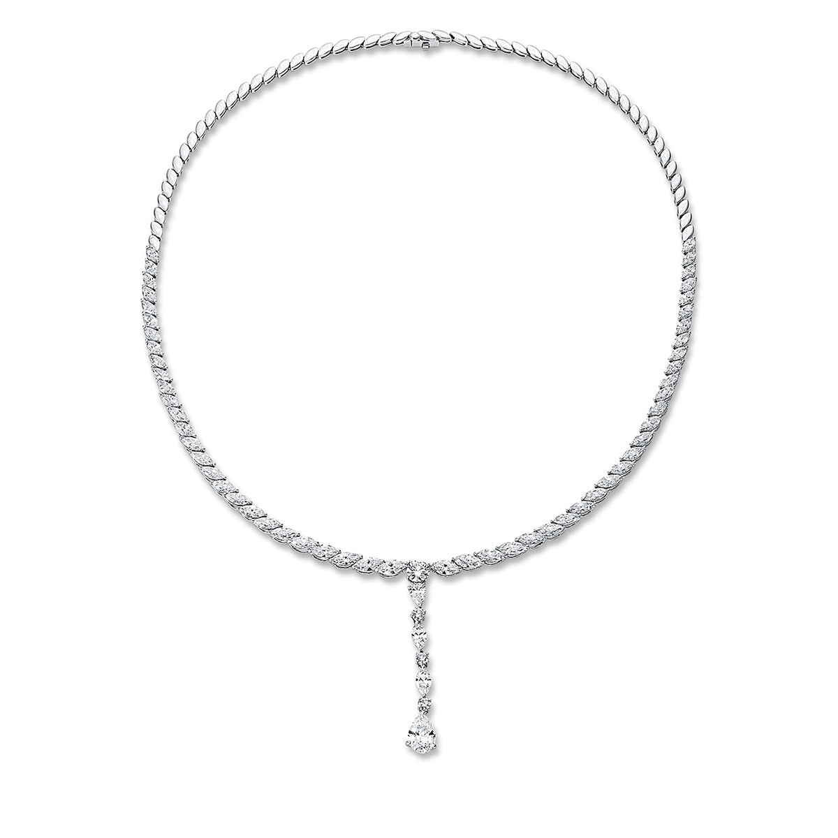 pear shape exclusive necklace in white gold