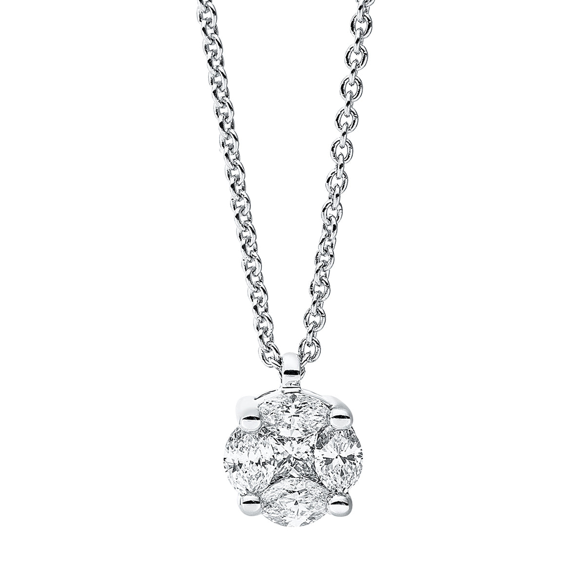 marquise illusion classic necklace in white gold