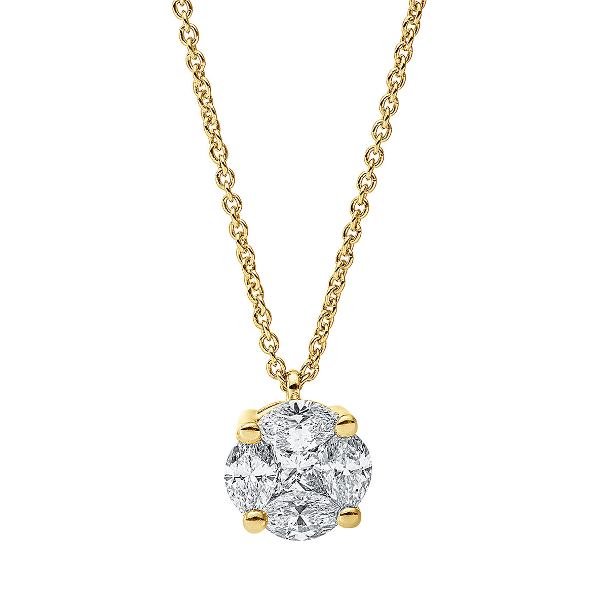 princess illusion classic necklace in yellow gold