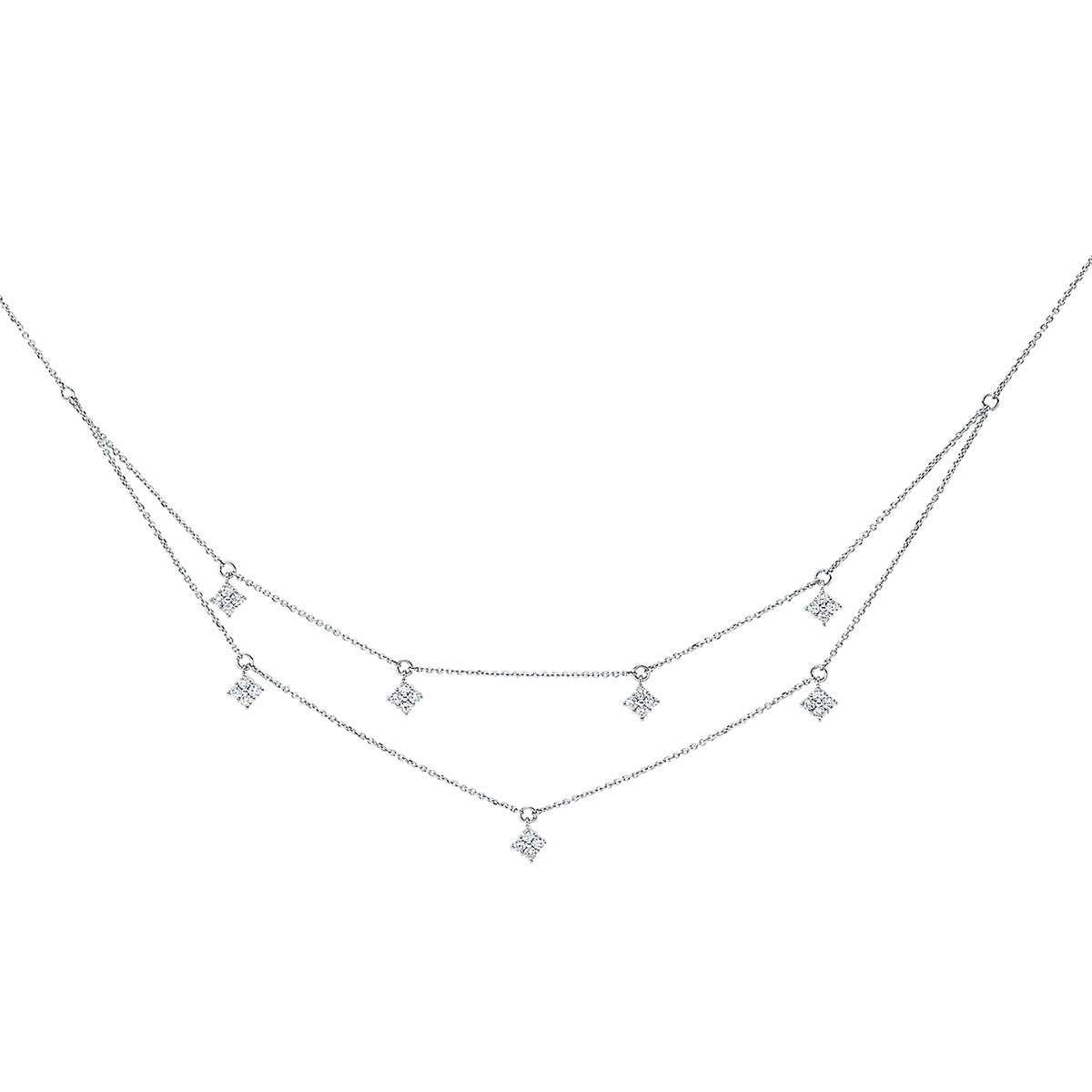 diamond full cut modern woman necklace in white gold