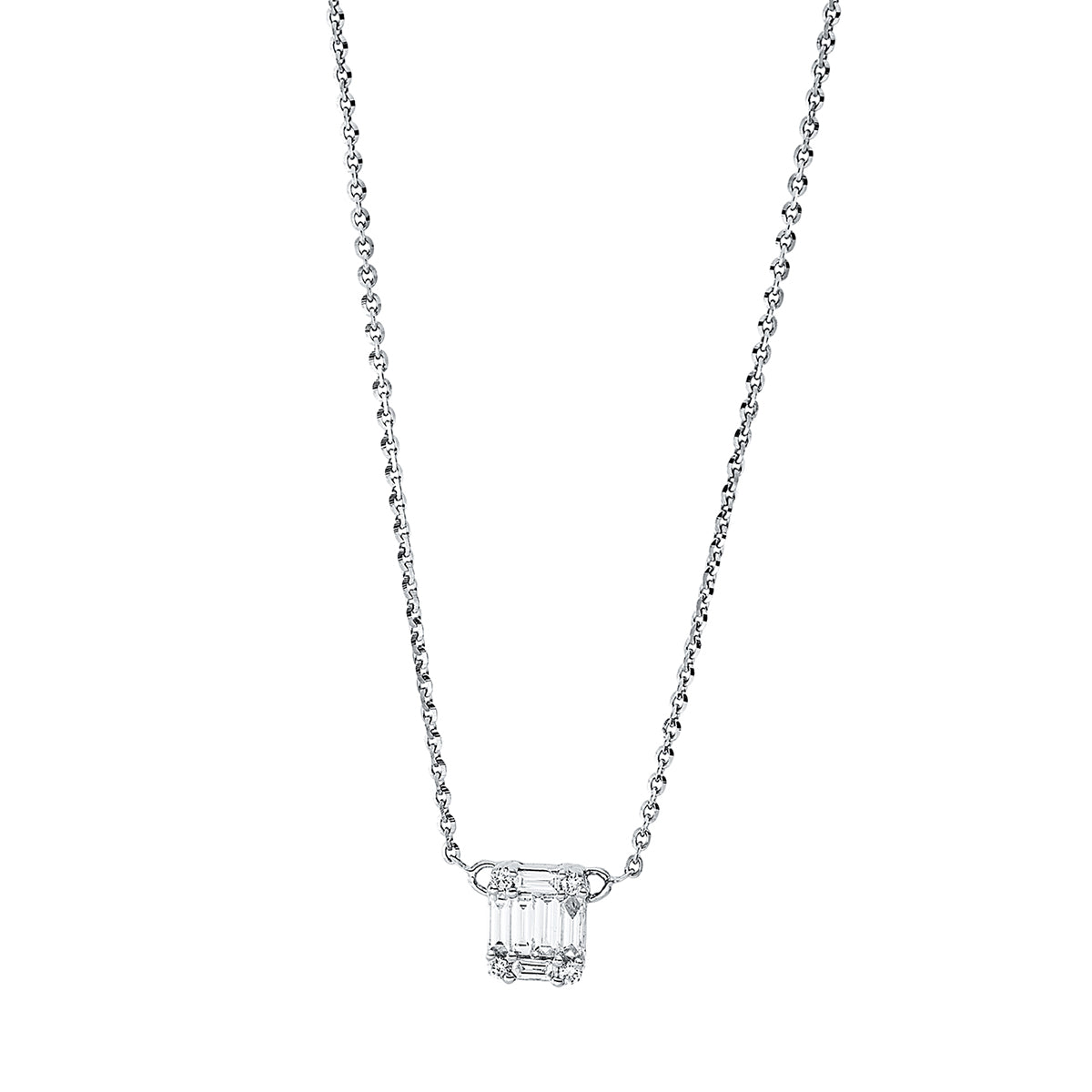 diamond full cut illusion classic necklace in white gold