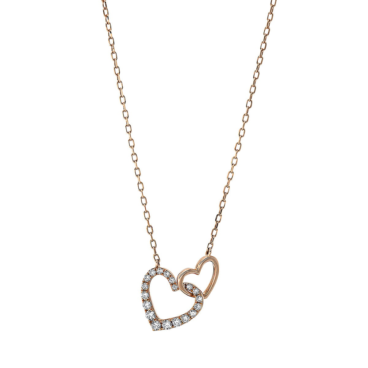 diamond full cut heart necklace in red gold