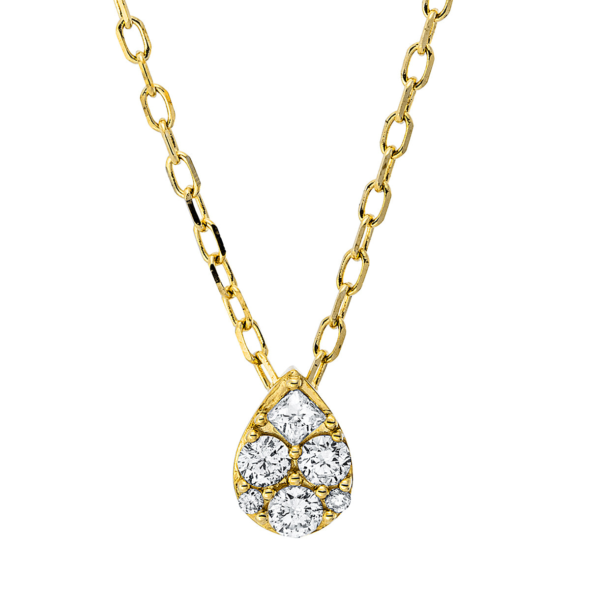 diamond full cut illusion classic necklace in yellow gold